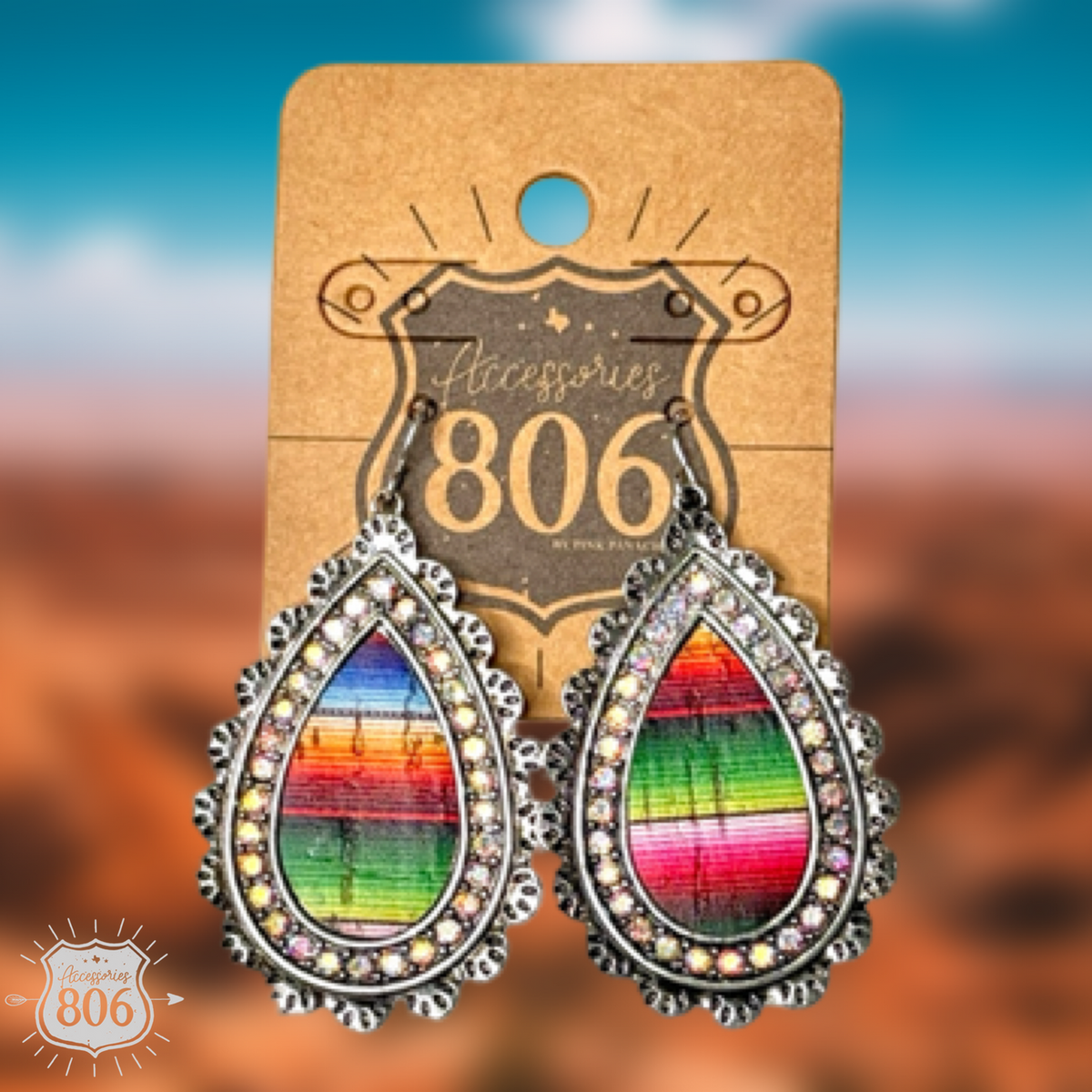 Western Serape Teardrop Earrings