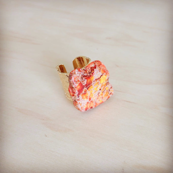 **Orange Regalite Western Boho Statement Ring 012ac