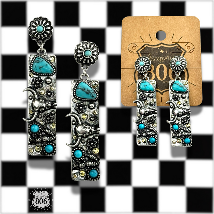 Western Rectangle Drop Earrings