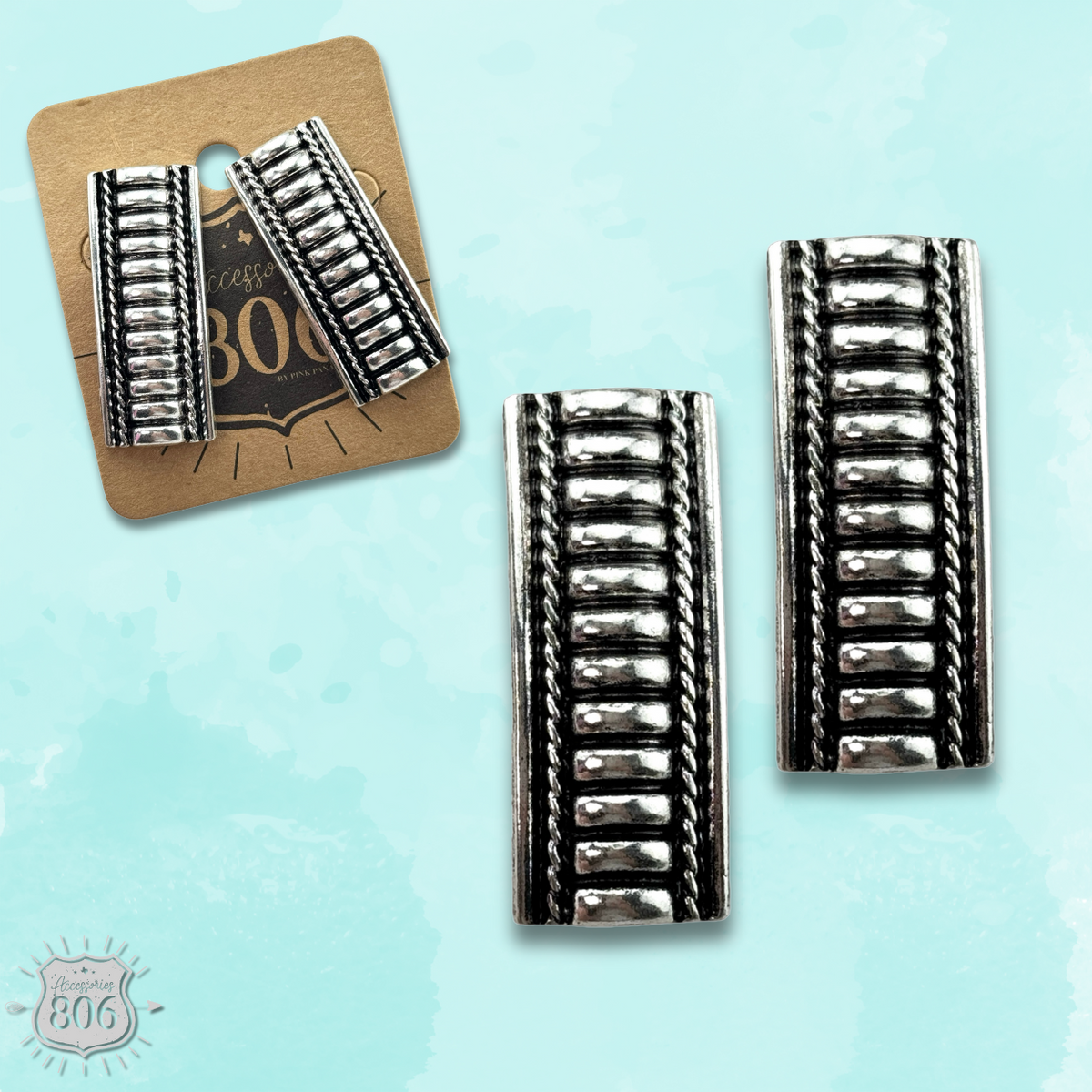 Western Silver-Tone Post Earrings